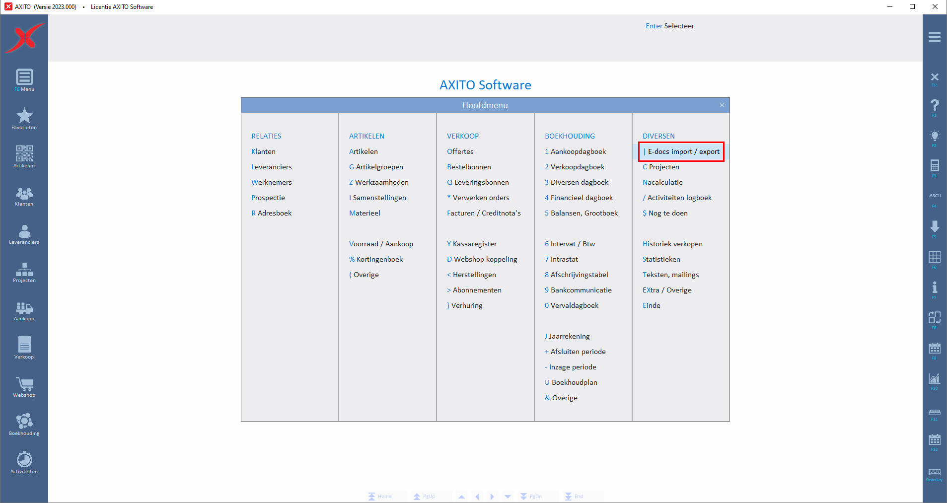 E-docs importen & Exporteren > De IMEX module